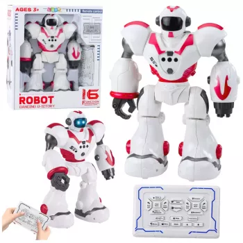 LEAN TOYS Interaktyvus nuotoliniu valdymu valdomas robotas su 16 funkcijų, šviesomis, garsais, rožinis