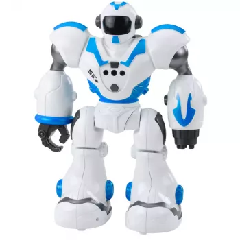 LEAN TOYS Interaktyvus nuotoliniu būdu valdomas robotas RC 16 funkcijų šviesos garsai mėlynas