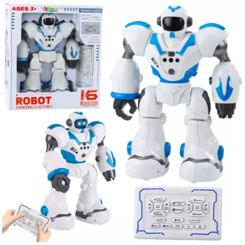 LEAN TOYS Interaktyvus nuotoliniu būdu valdomas robotas RC 16 funkcijų šviesos garsai mėlynas