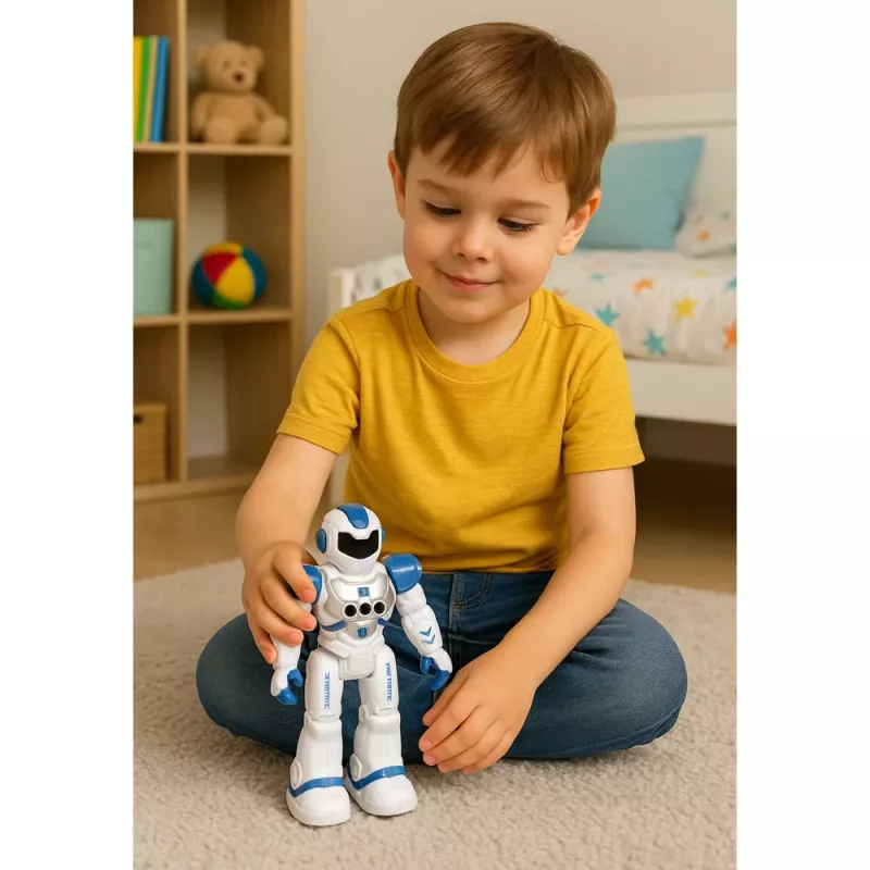 LEAN TOYS nuotolinio valdymo edukacinis robotas RC kalbantis šokantis su šviesomis ir garsais mėlynas