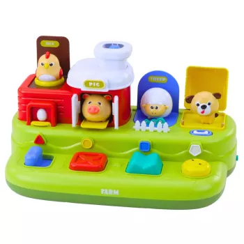 LEAN TOYS Interaktyvus lavinamasis žaislas mažyliams – Pop-Up Ūkio gyvūnėliai