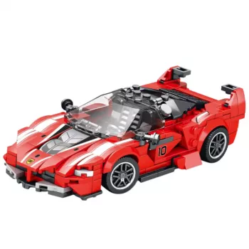 LEAN TOYS Statybiniai blokeliai FXX-K lenktyninis automobilis raudonas 360 vnt.
