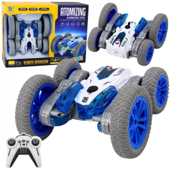 LEAN TOYS RC Stunt Car su Dūmų Efektu, LED Šviesomis, 360° Sukimu ir Dreifavimu – Mėlyna