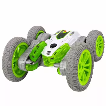 LEAN TOYS Valdomas Triukų Automobiliukas RC Šviesos Dūmai Drift 360° Žalias