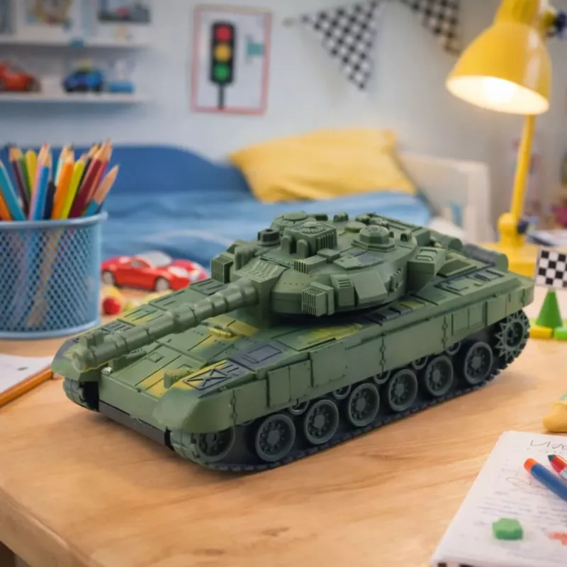 LEAN TOYS T90 Military Tank Remote Controlled RC Lights Sounds Green 1:18