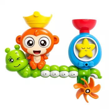 LEAN TOYS Water Bath Toy Monkey Caterpillar Cup Suction Cups