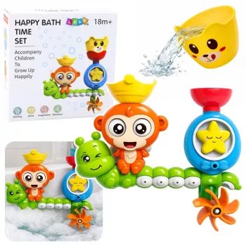 LEAN TOYS Water Bath Toy Monkey Caterpillar Cup Suction Cups