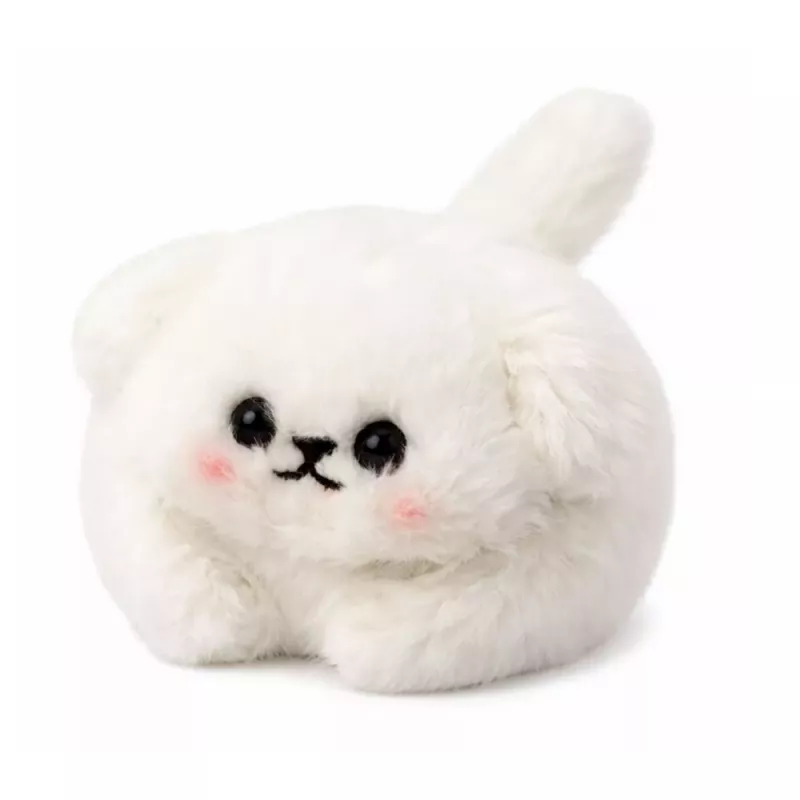 LEAN TOYS Plush White Dog with Wagging Tail and Squeaking Sounds Keychain 9 cm