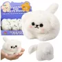 LEAN TOYS Plush White Dog with Wagging Tail and Squeaking Sounds Keychain 9 cm