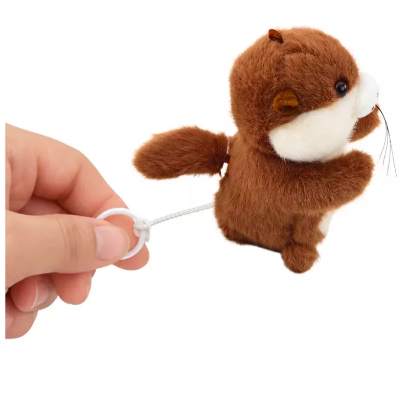 LEAN TOYS Plush Otter with Wiggle Tail and Squeak Sounds Keychain 12.5 cm