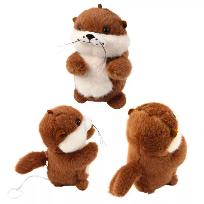 LEAN TOYS Plush Otter with Wiggle Tail and Squeak Sounds Keychain 12.5 cm