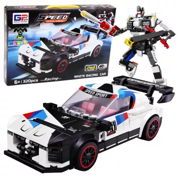 LEAN TOYS Construction Bricks Sports Car Robot 2in1 White 320 pcs