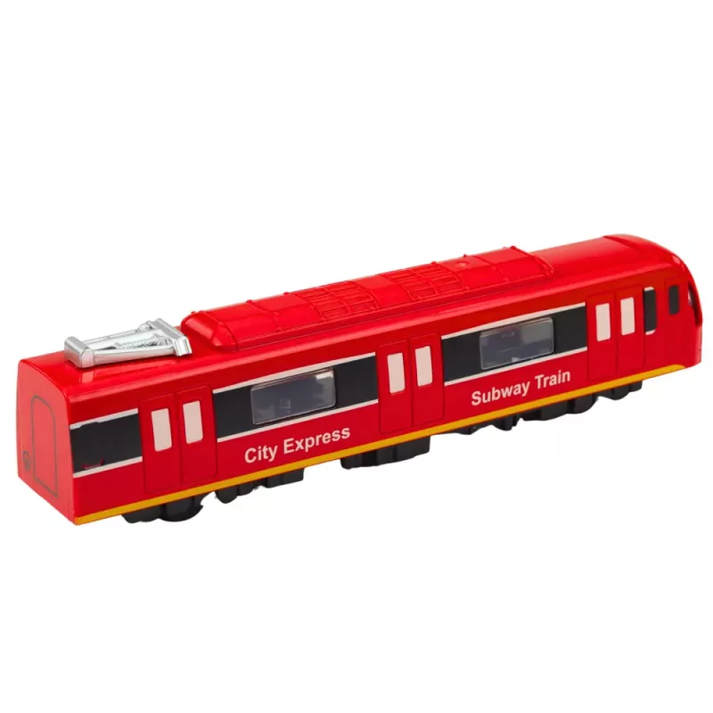 LEAN TOYS Metro Train City Express su atsidarančiomis durimis, šviesomis ir garsu – raudonas