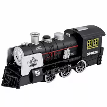 LEAN TOYS Classic Locomotive Obstacle Sensor Smoke Lights Sounds Black