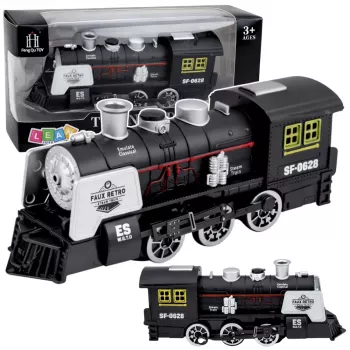 LEAN TOYS Classic Locomotive Obstacle Sensor Smoke Lights Sounds Black