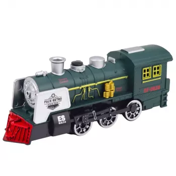 LEAN TOYS Classic Locomotive Obstacle Sensor Smoke Lights Sounds Green