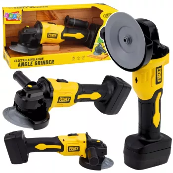 LEAN TOYS Žaislinis kampinis šlifuoklis vaikams su garsu Geltona