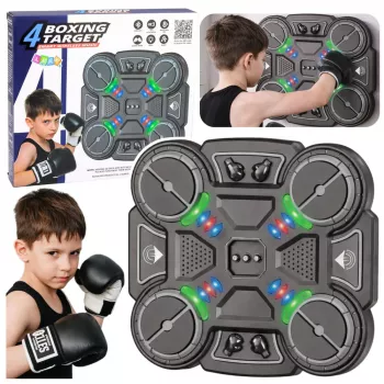 LEAN TOYS Interaktyvus muzikinis bokso skydas su LED šviesomis 3 lygiai Juodas