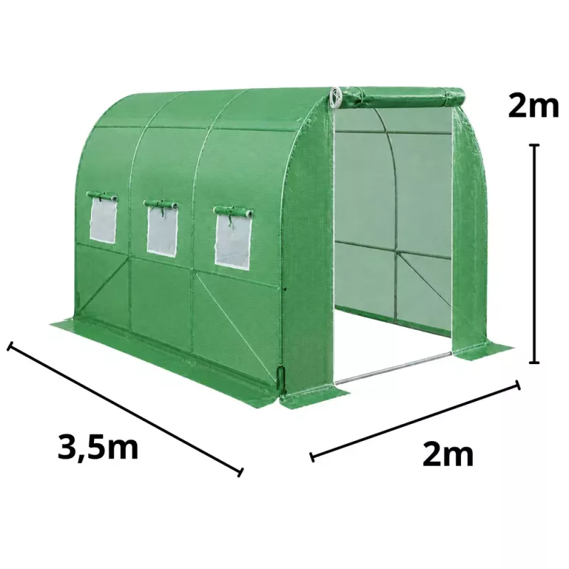 LEAN Šiltnamis Daržovėms, Žali UV Langai, 3.5x2x2M, 7M²