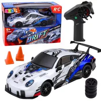 LEAN TOYS nuotoliniu valdymu driftinis automobilis RC su keičiamais ratukais 4WD mėlynas 1:24