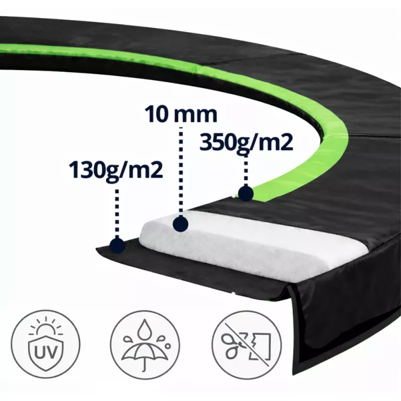 Apsauginis spyruoklių dangtis Lean juodas 360-376 cm 12 pėdų