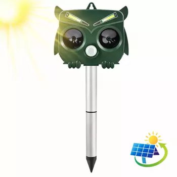 LEAN Solar Owl Animal Repeller Motion Sensor Ultrasound LEDs