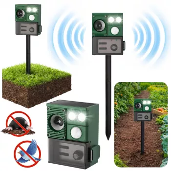 LEAN Solar Animal Repeller with Motion Sensor, Ultrasound, LED Diodes