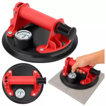 LEAN Vakuuminis Siurbtukas Plytelėms, Glazūroms ir Stiklui su Slėgio Matuokliu 20 cm