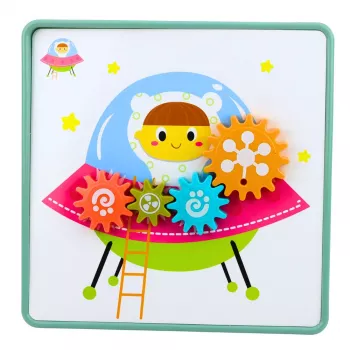 LEAN TOYS Kūrybinis geometrinis dėlionė mozaika su krumpliaračiais 25 vnt.