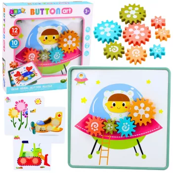 LEAN TOYS Kūrybinis geometrinis dėlionė mozaika su krumpliaračiais 25 vnt.