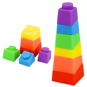 LEAN TOYS Kaladėlių rinkinys Raketa Kosmonautas Spalvotas 11 vnt.
