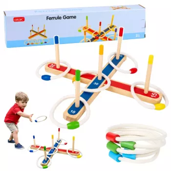 LEAN TOYS Medinis žiedų mėtymo žaidimas Šeimos žaidimas su taškais