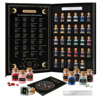 LEAN TOYS Rinkinys „Kristalai, mineralai ir brangakmeniai stiklainėliuose su knyga“ 30 vnt.