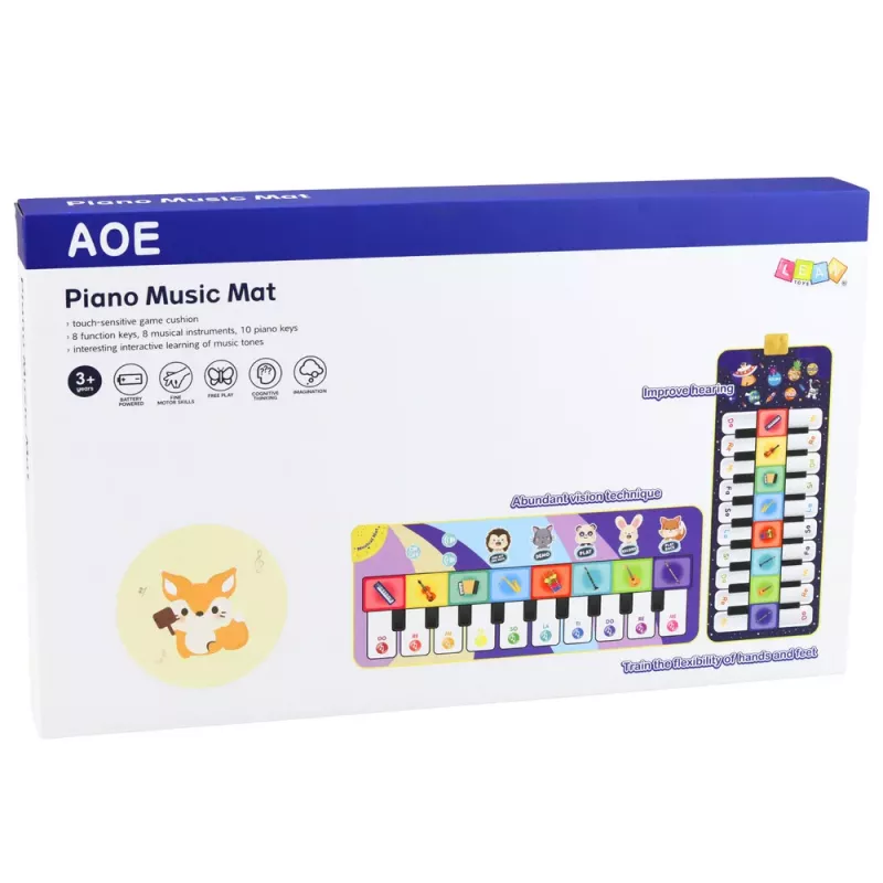 LEAN TOYS Muzikinis edukacinis šokių kilimėlis su pianinu Kosmosas 120 x 48 cm