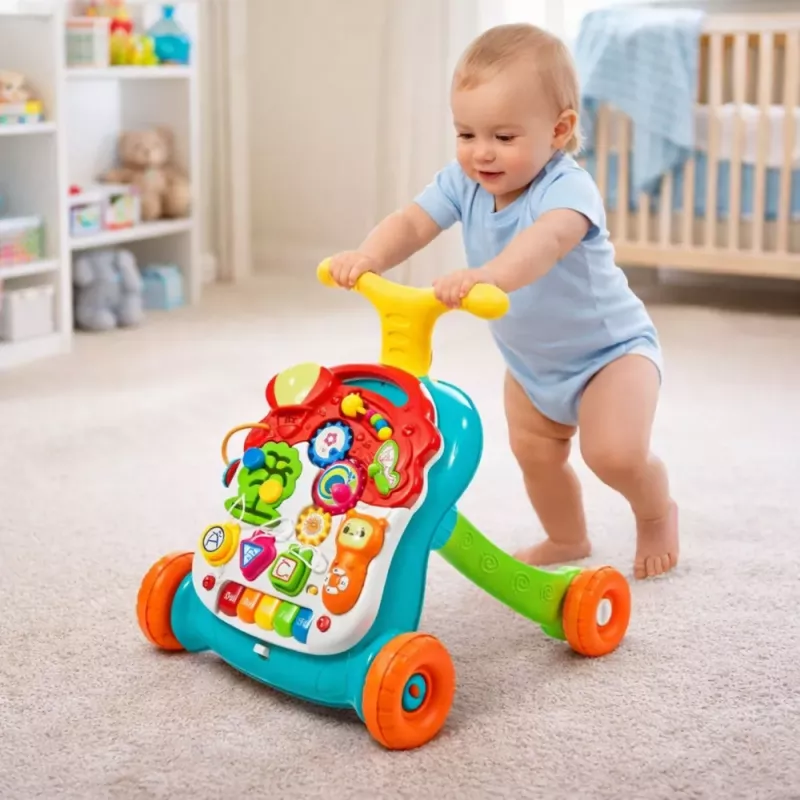 LEAN TOYS Educational Walker Pusher Table Interactive Panel 5 in 1 Multicolor