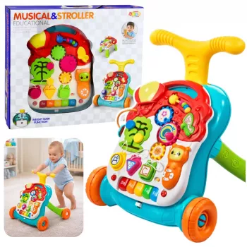 LEAN TOYS Educational Walker Pusher Table Interactive Panel 5 in 1 Multicolor