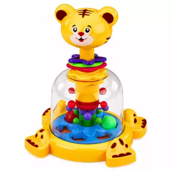 LEAN TOYS Interaktyvi Tigro Katino Suktukė su Sukamaisiais Rutuliais Kūdikiams