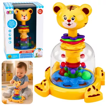 LEAN TOYS Interaktyvi Tigro Katino Suktukė su Sukamaisiais Rutuliais Kūdikiams