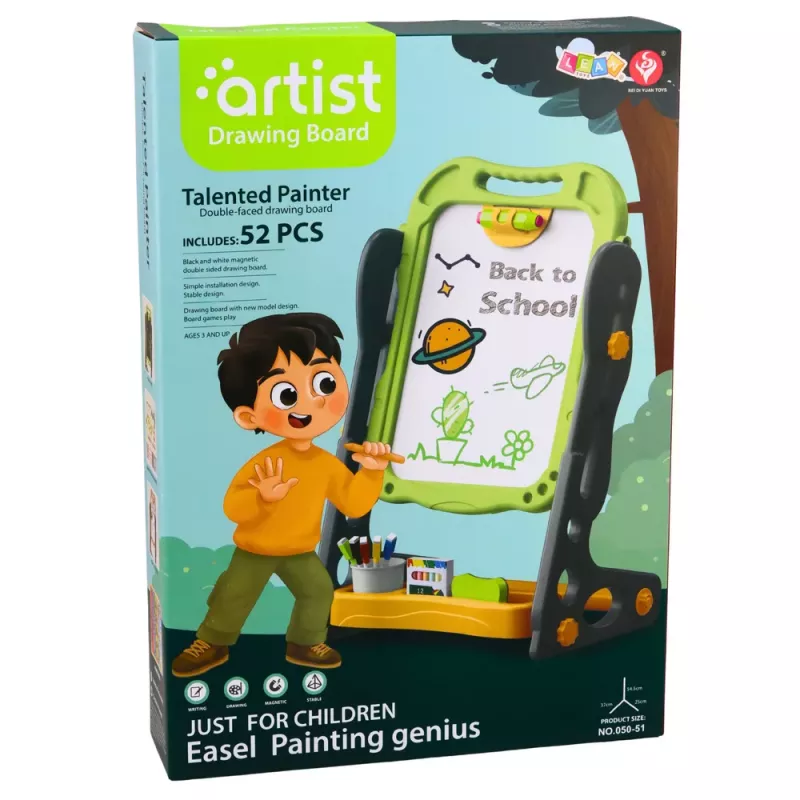 LEAN TOYS Dvipusė magnetinė kreidos lenta, sauso trynimo, žalia, 52 vnt.