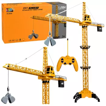 LEAN TOYS Valdomas statybinis kranas RC su laidu 360° sukimasis 71 cm