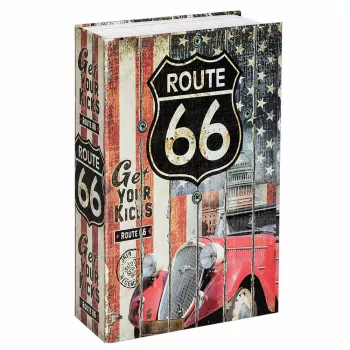 LEAN TOYS Book Safe su raktu Maža pinigų dėžutė Route 66 Large