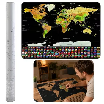 LEAN World Map Scratch Poster for Travelers 82 x 59 cm