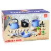 LEAN TOYS Virtuvės indų rinkinys Puodai Keptuvė Virdulys Priedai Mėlyna 32 vnt.