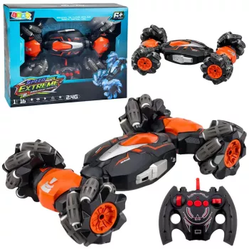 LEAN TOYS RC Car Remote Controlled Drift Acrobatics Twist Orange 1:16