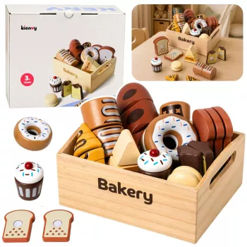 LEAN TOYS Wooden Mini Bakery Set of Bread with Velcro in a Box 10 pcs.