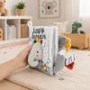 LEAN TOYS Minkštas sensorinis knygelė su ošiančiu ir cypsančiu drambliuku, pilka