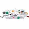 LEAN TOYS Minkštas sensorinis knygelė su ošiančiu ir cypsančiu drambliuku, pilka