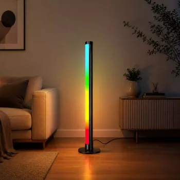 LEAN RGB LED kampinė grindinė lempa su muzikos režimu, nuotolinio valdymo pulteliu ir programėle 90cm