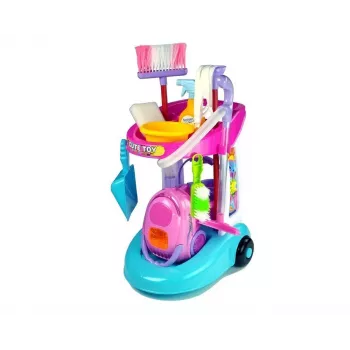 LEAN TOYS Valymo rinkinys ant vežimėlio su dulkių siurbliu