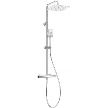 DEANTE dušo galvutė su termostatiniu dušo maišytuvu - Lietaus dušo sistema su rankiniu dušu, chromuota, 250mm viršutinis dušas